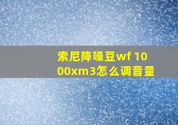 索尼降噪豆wf 1000xm3怎么调音量